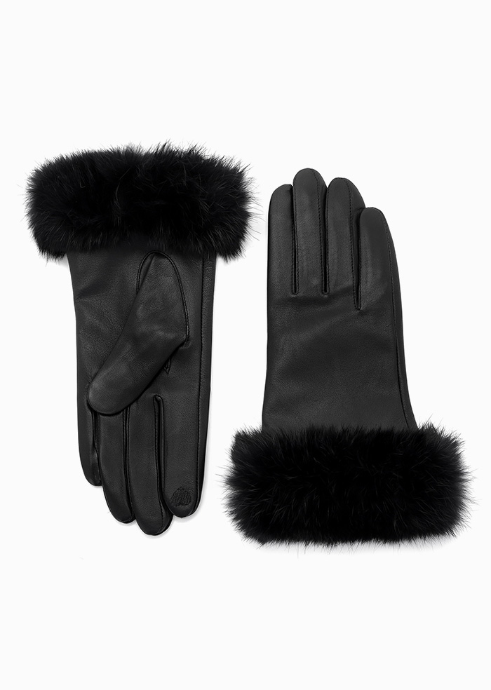 Bastille Fur Patch Gloves (Black)